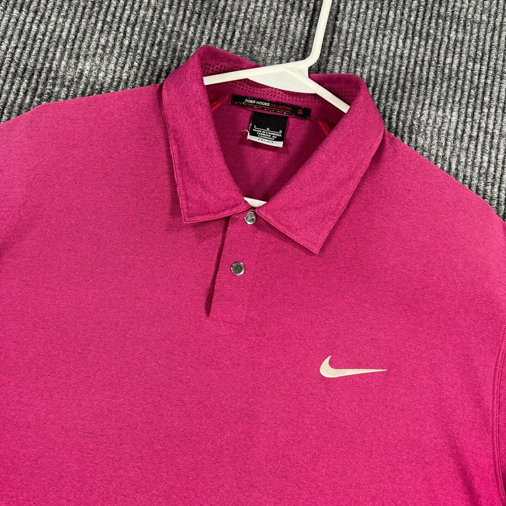 Nike Tiger Woods Polo Shirt Mens Large Purple Short Sleeve Golf Outdoor Casual
